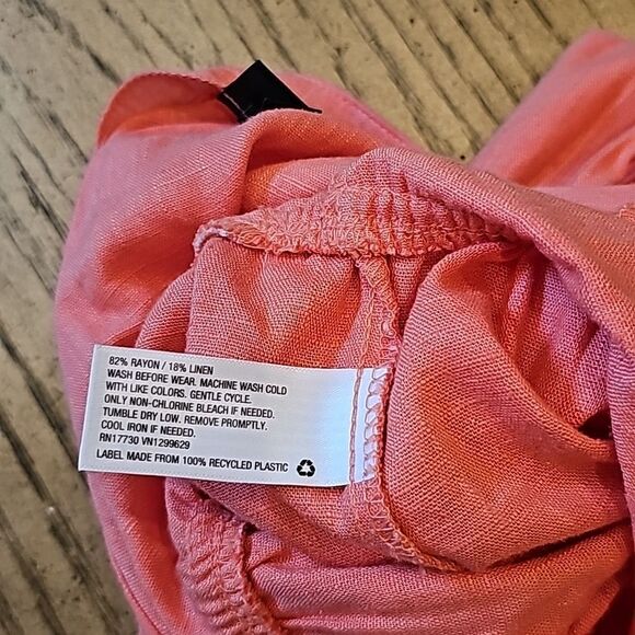 Linen coral jumpsuit romper size M 7/8 - Picture 9 of 10